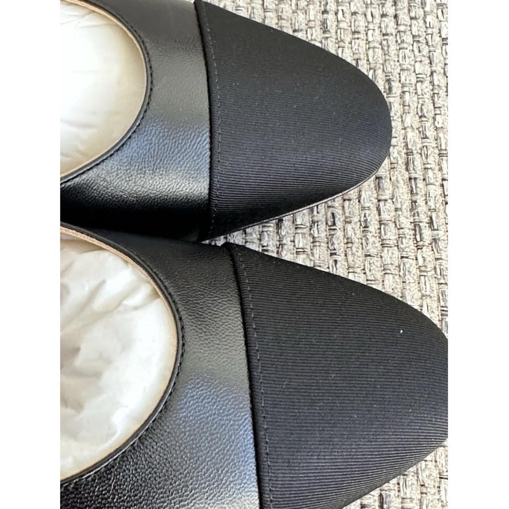 Goatskin Grosgrain Cap Toe CC Slingback Ballerina Flats in Black FR 38 / US 7 - Picture 7 of 15